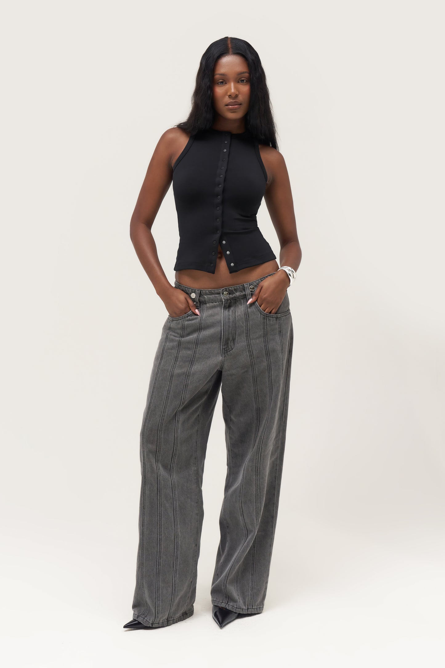 Contour Popper Top - Black