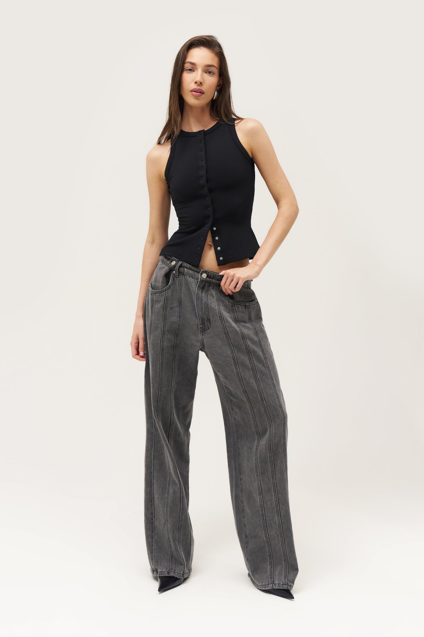 Contour Popper Top - Black