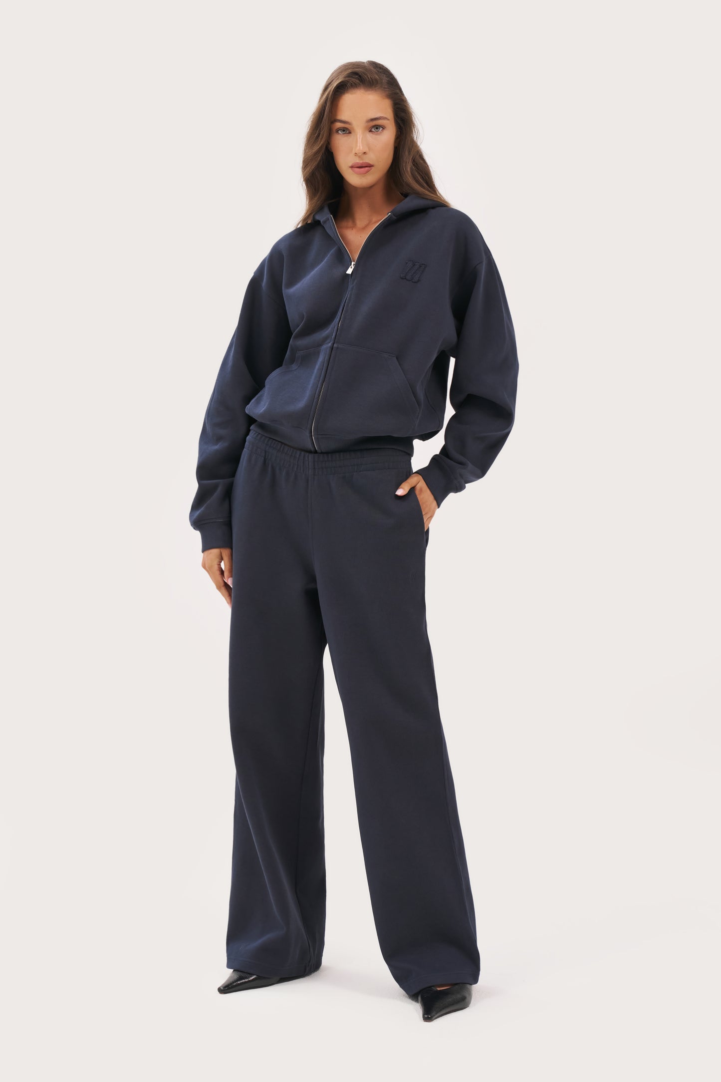 Daily Errands Wide Leg Joggers - Washed Navy