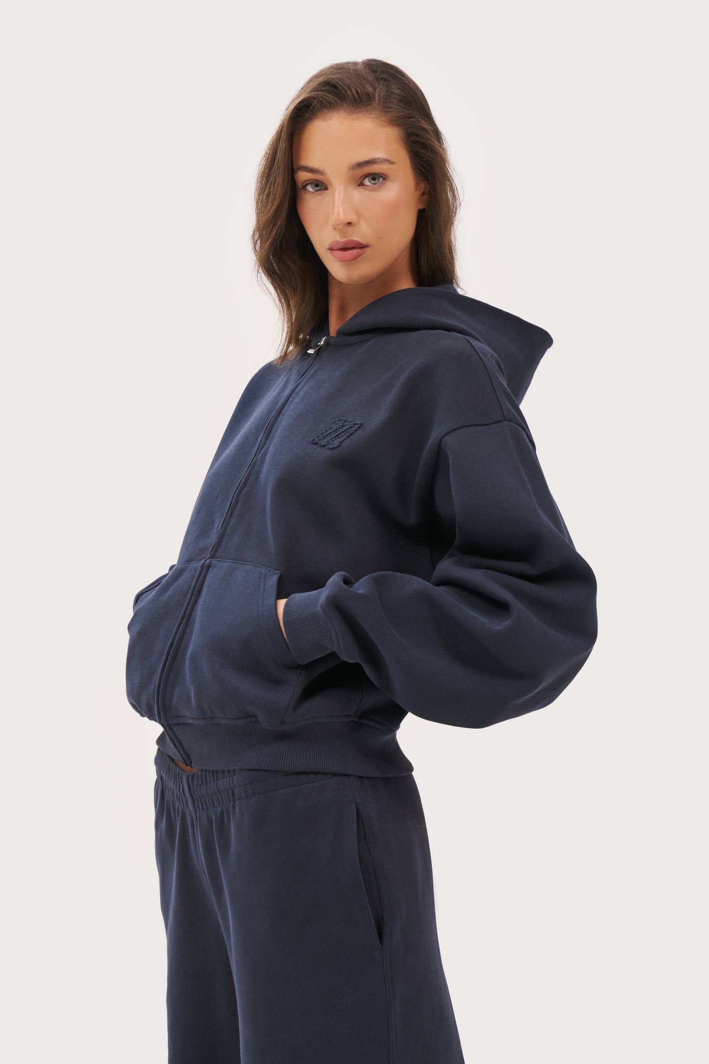 Daily Errands Mid Length Hoodie - Washed Navy