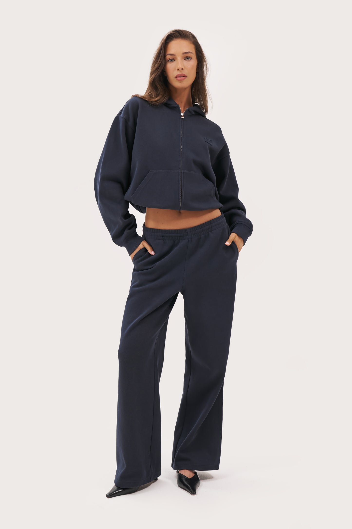 Daily Errands Mid Length Hoodie - Washed Navy