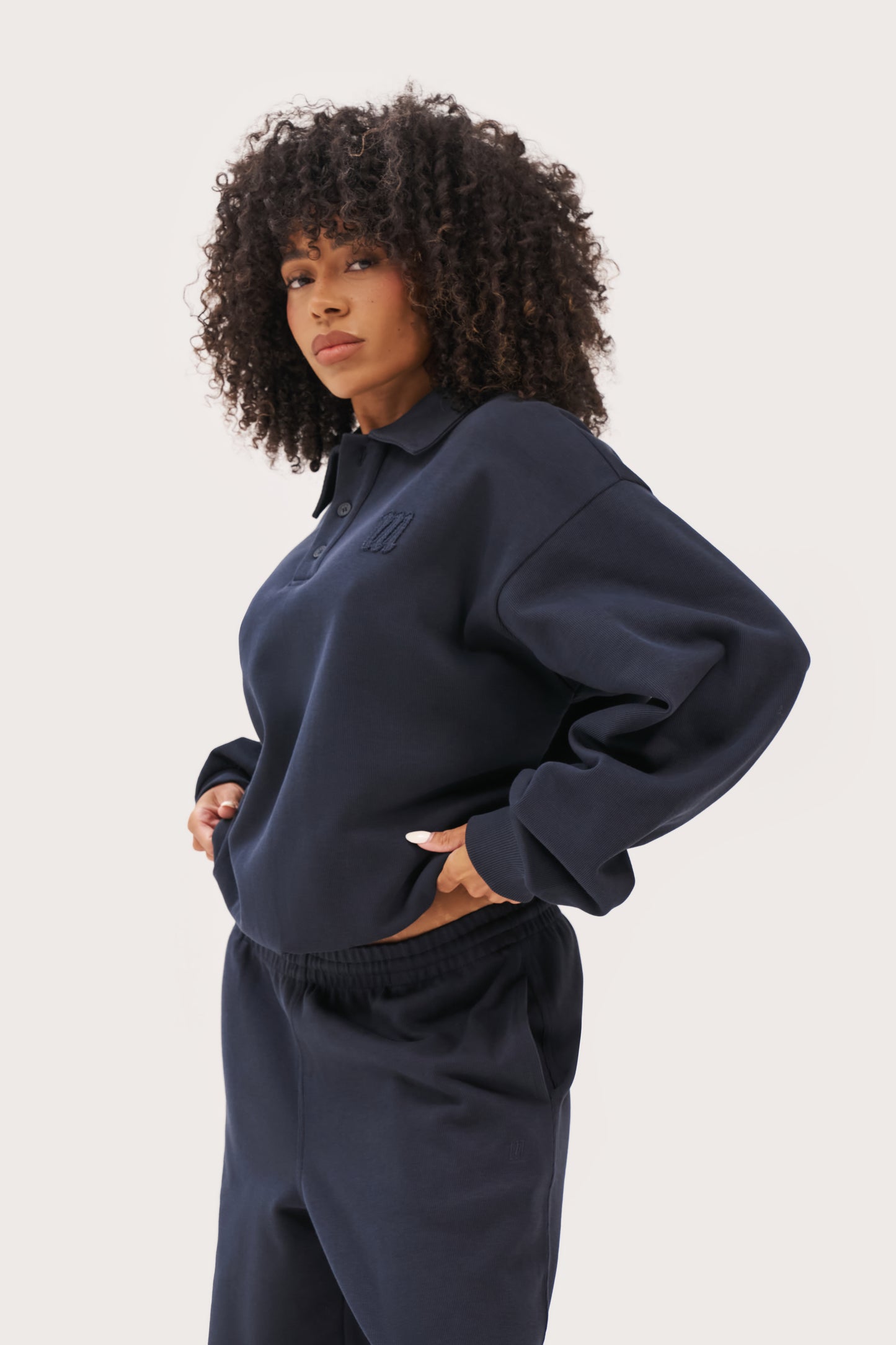 Daily Errands Collared Sweatshirt - Washed Navy