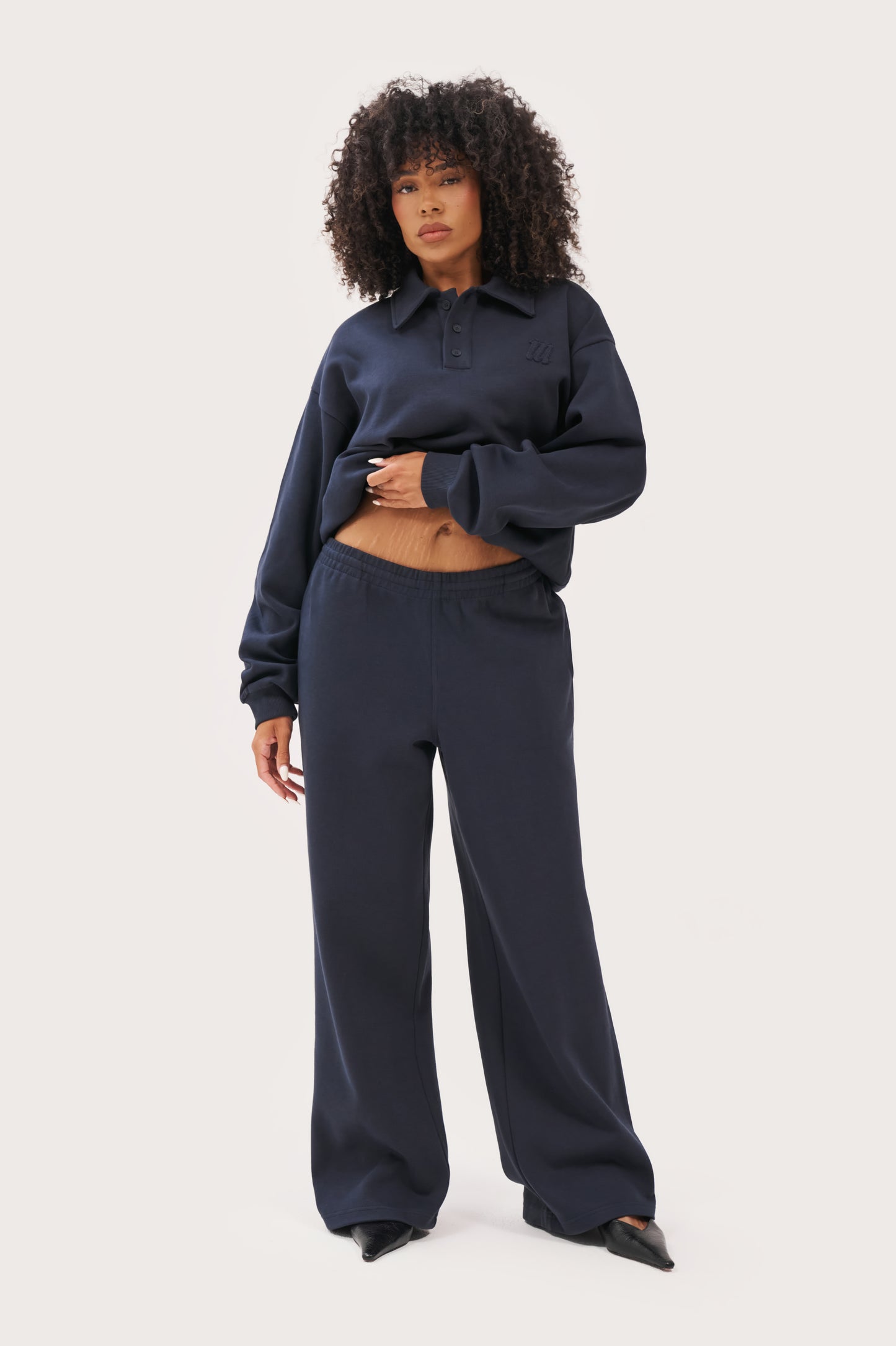 Daily Errands Wide Leg Joggers - Washed Navy