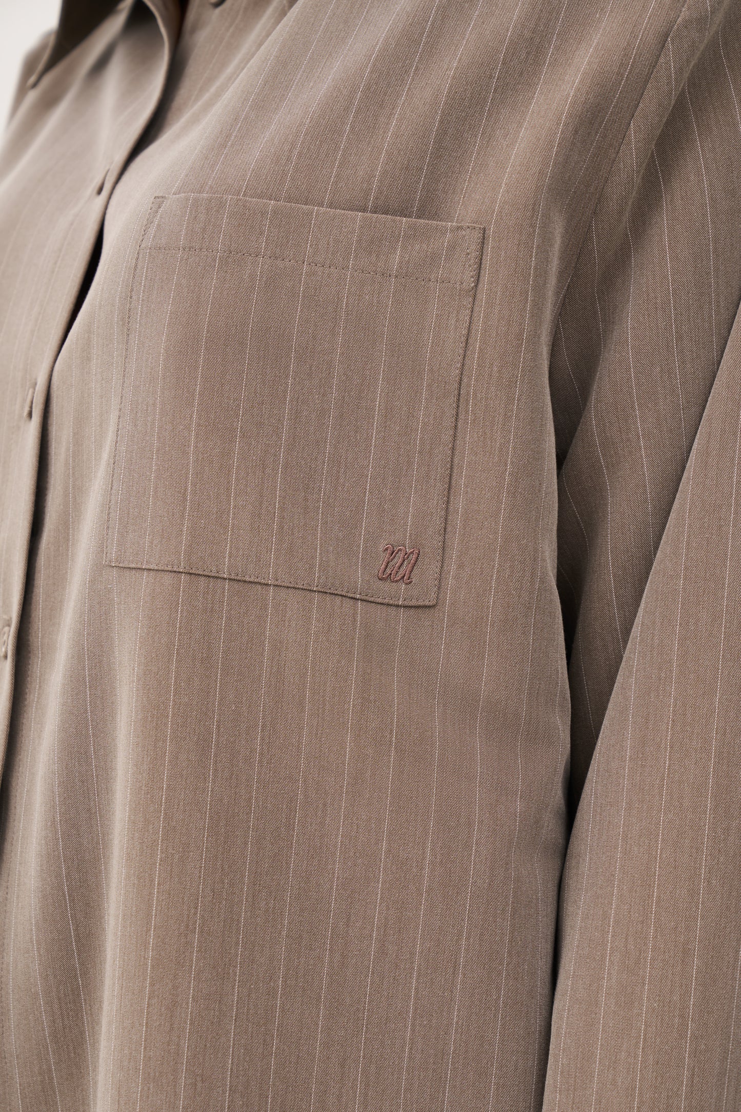 Pinstripe Oversized Shirt - Taupe