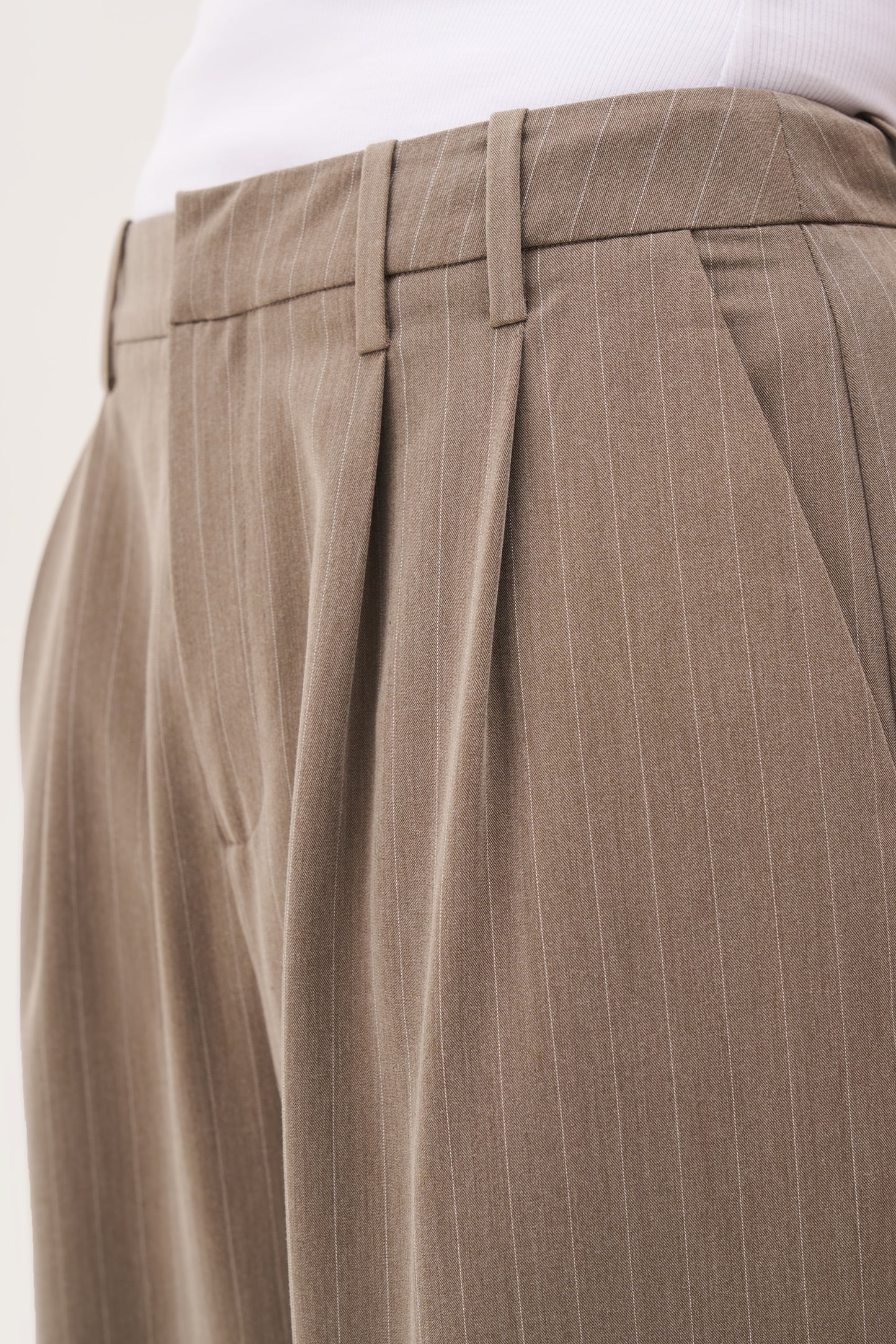 Pinstripe Tailored Trousers - Taupe