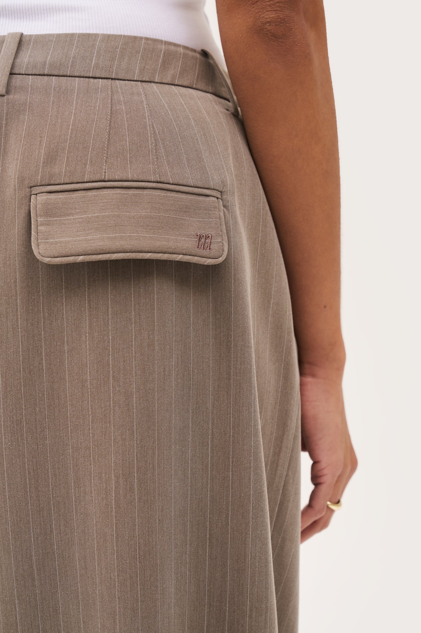 Pinstripe Tailored Trousers - Taupe