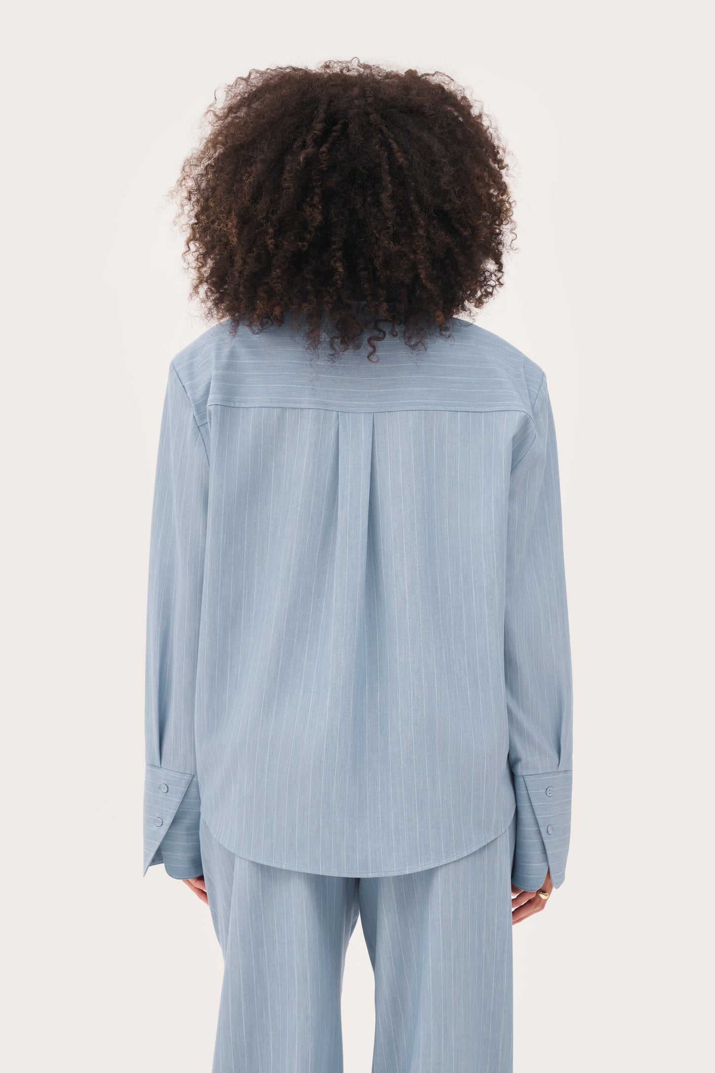 Pinstripe Oversized Shirt - Washed Blue