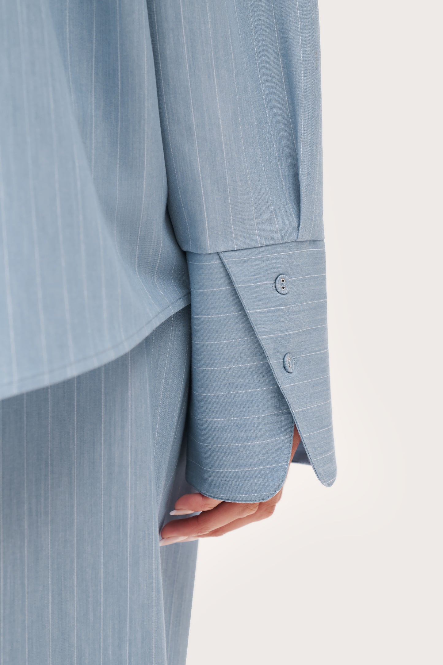 Pinstripe Oversized Shirt - Washed Blue