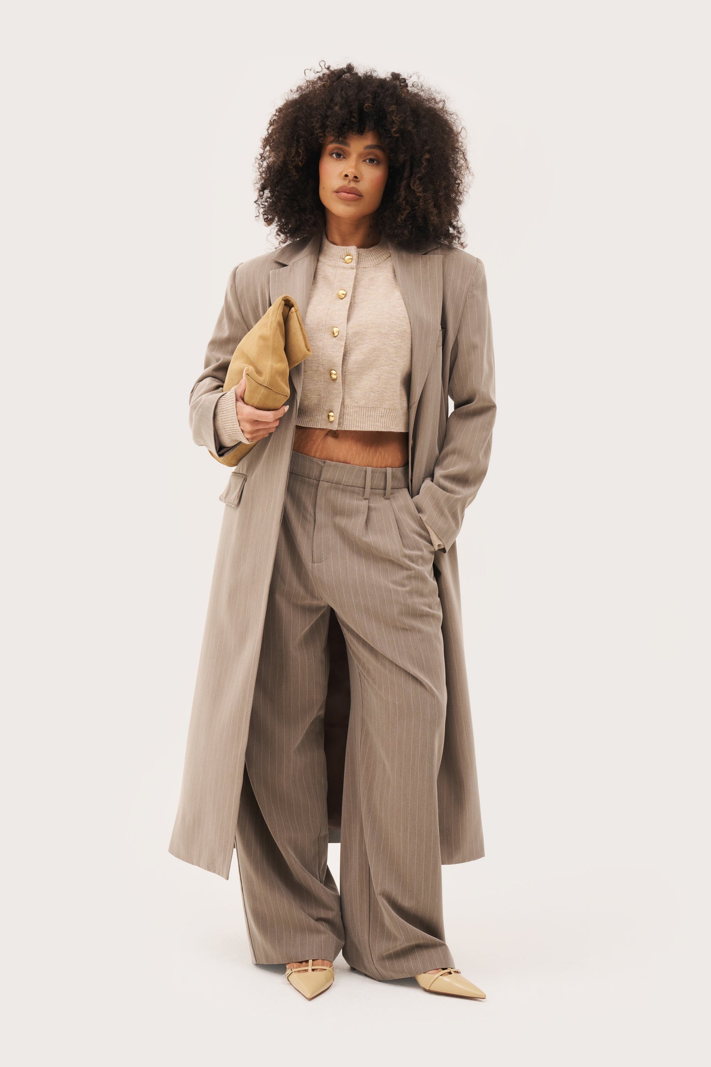 Cosy Cropped Cardigan - Beige Marl