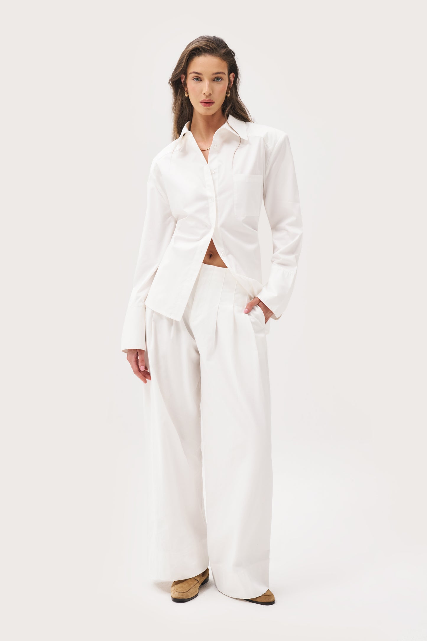 Dress Down Pleated Trousers - White