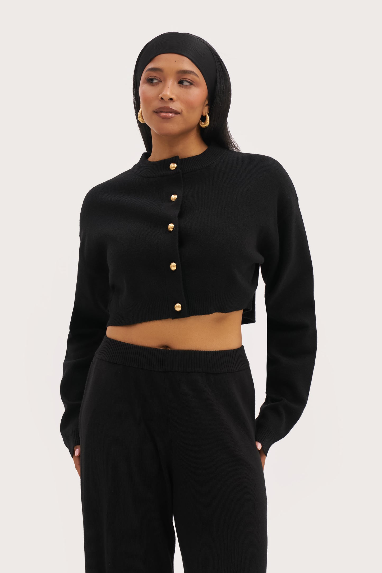 Cosy Cropped Cardigan - Black