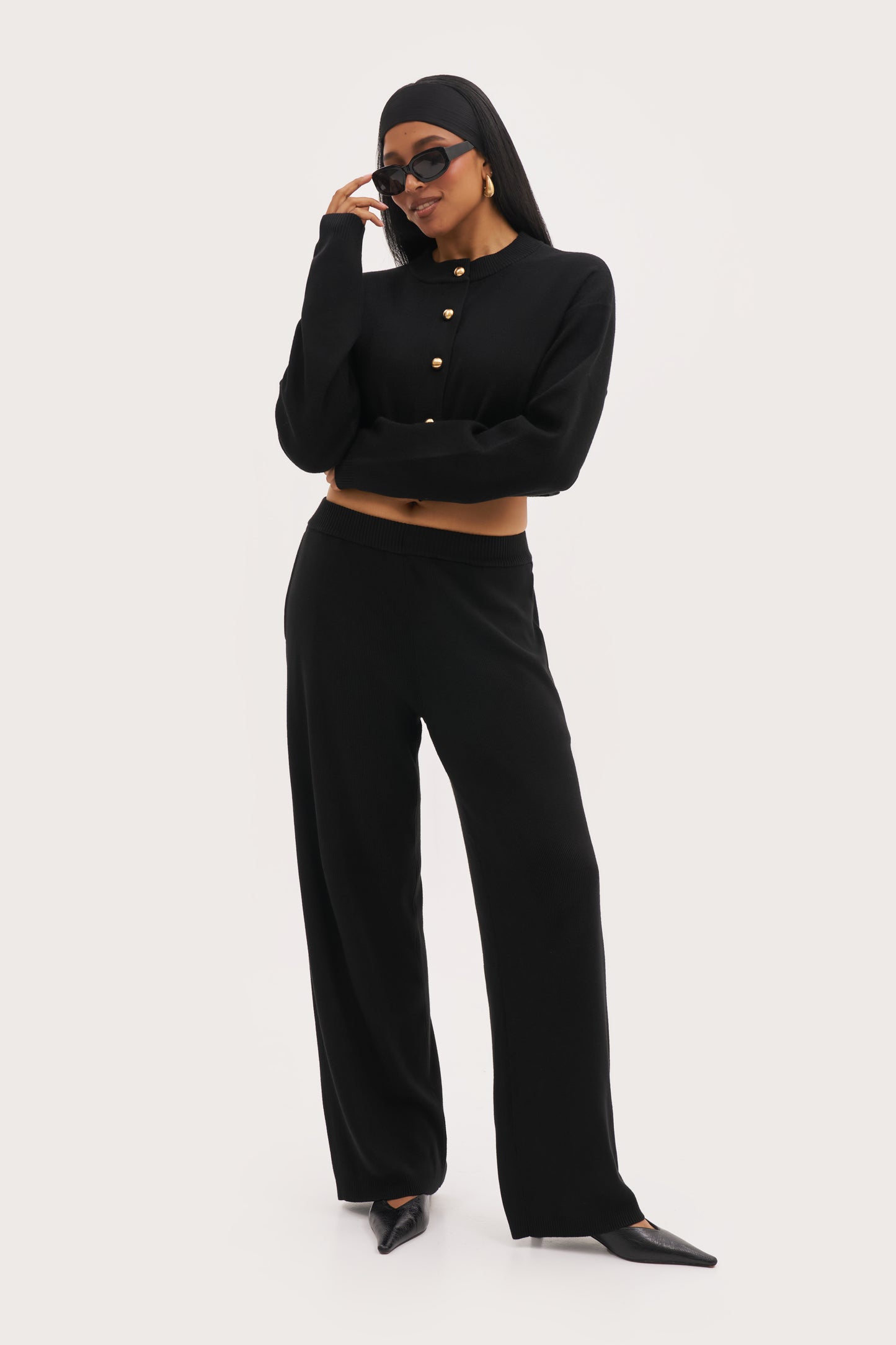 Cosy Cropped Cardigan - Black