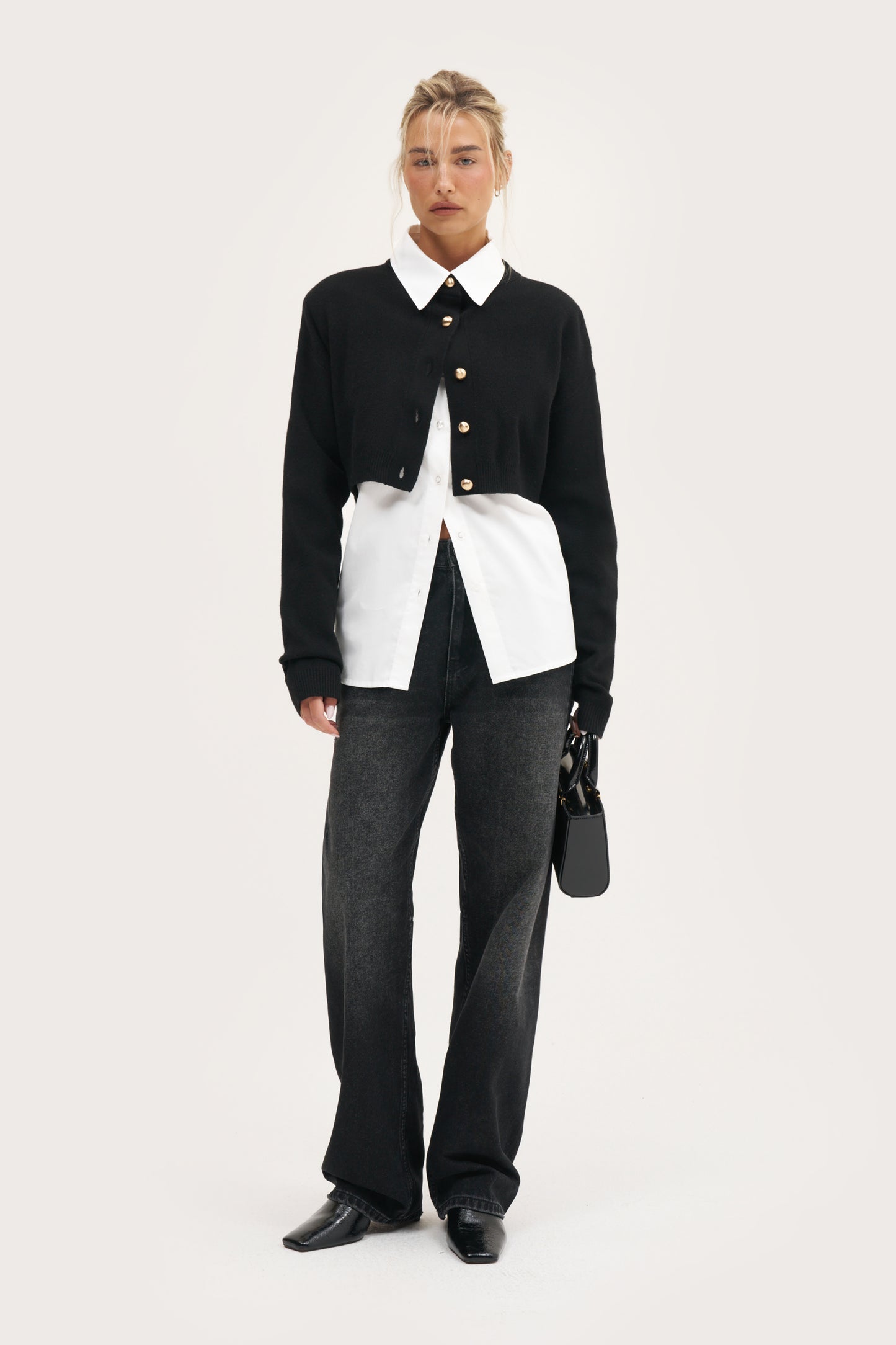 Cosy Cropped Cardigan - Black