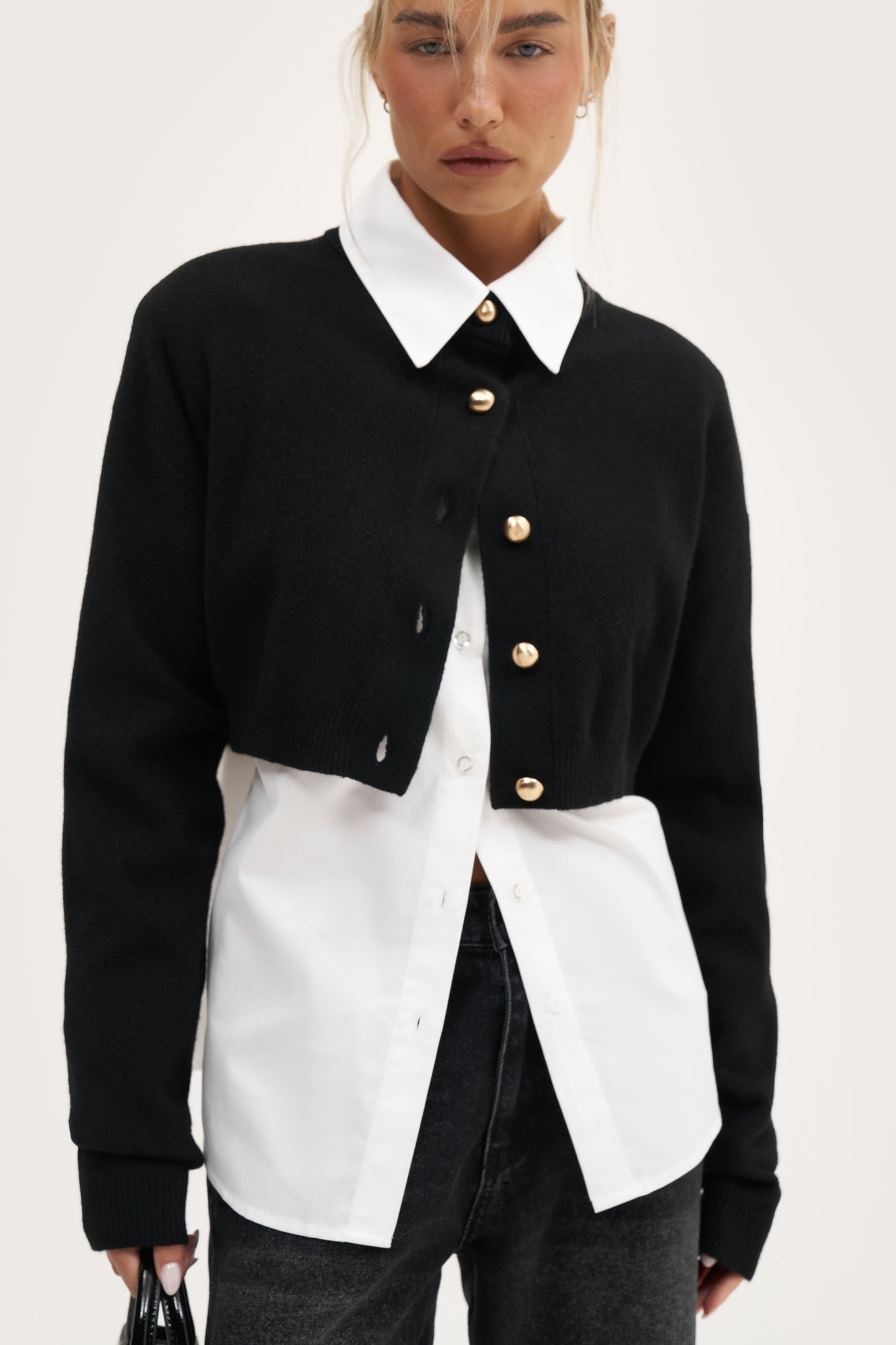 Cosy Cropped Cardigan - Black