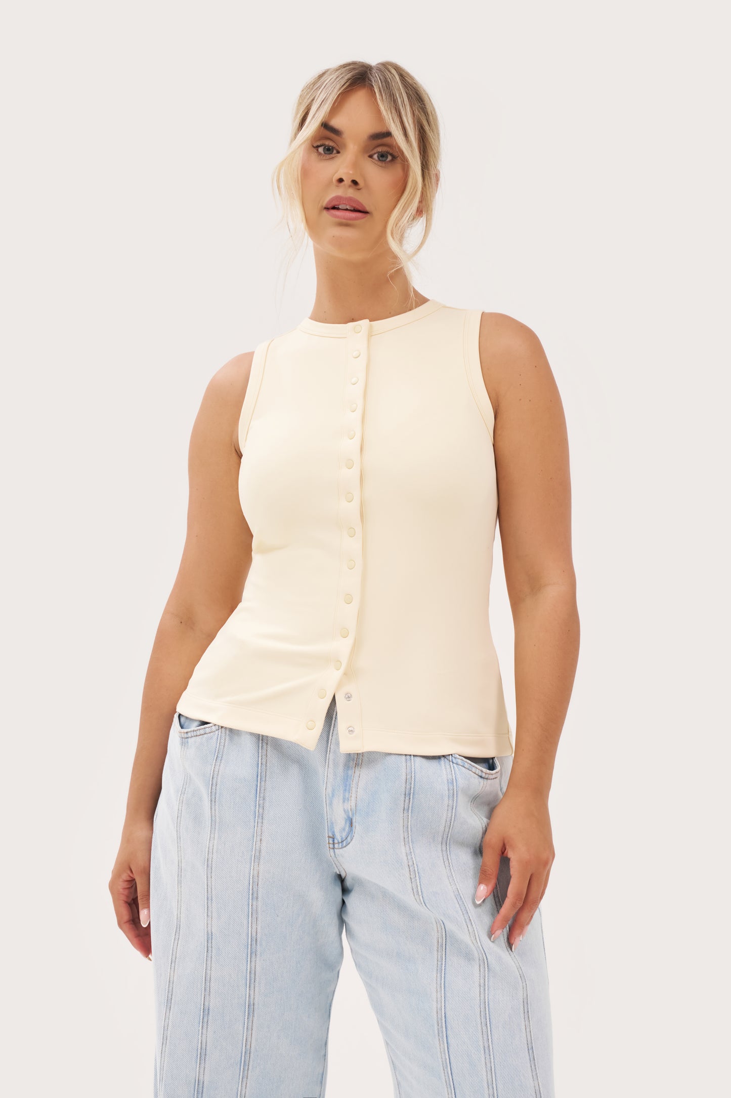 Contour Popper Top - Buttercream