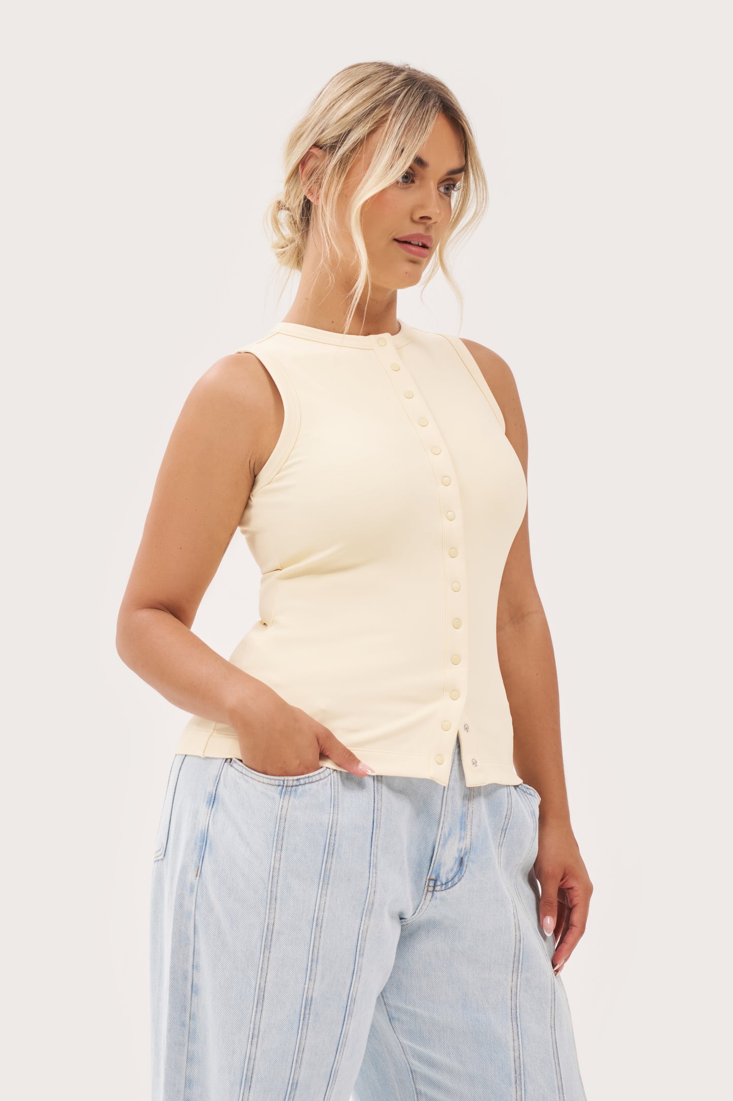 Contour Popper Top - Buttercream