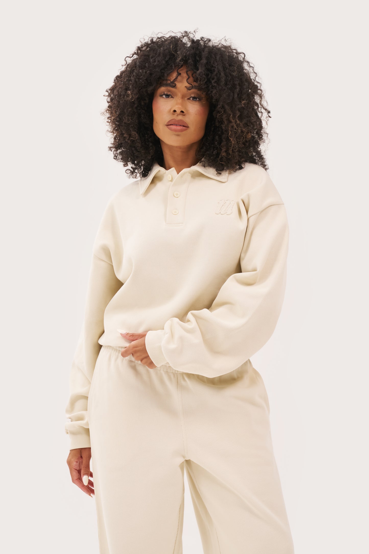 Daily Errands Collared Sweatshirt - Vintage White