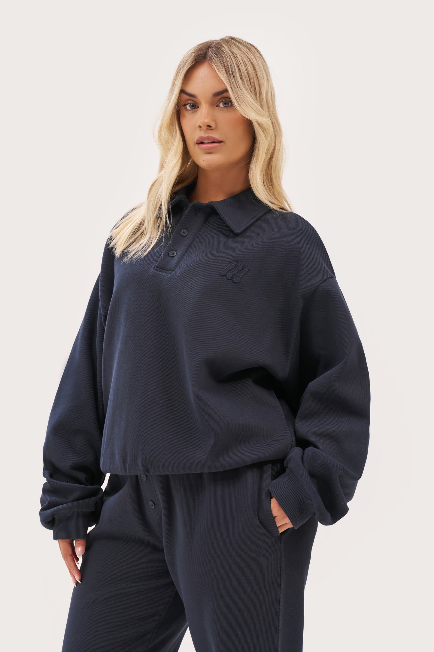Daily Errands Collared Sweatshirt - Washed Navy