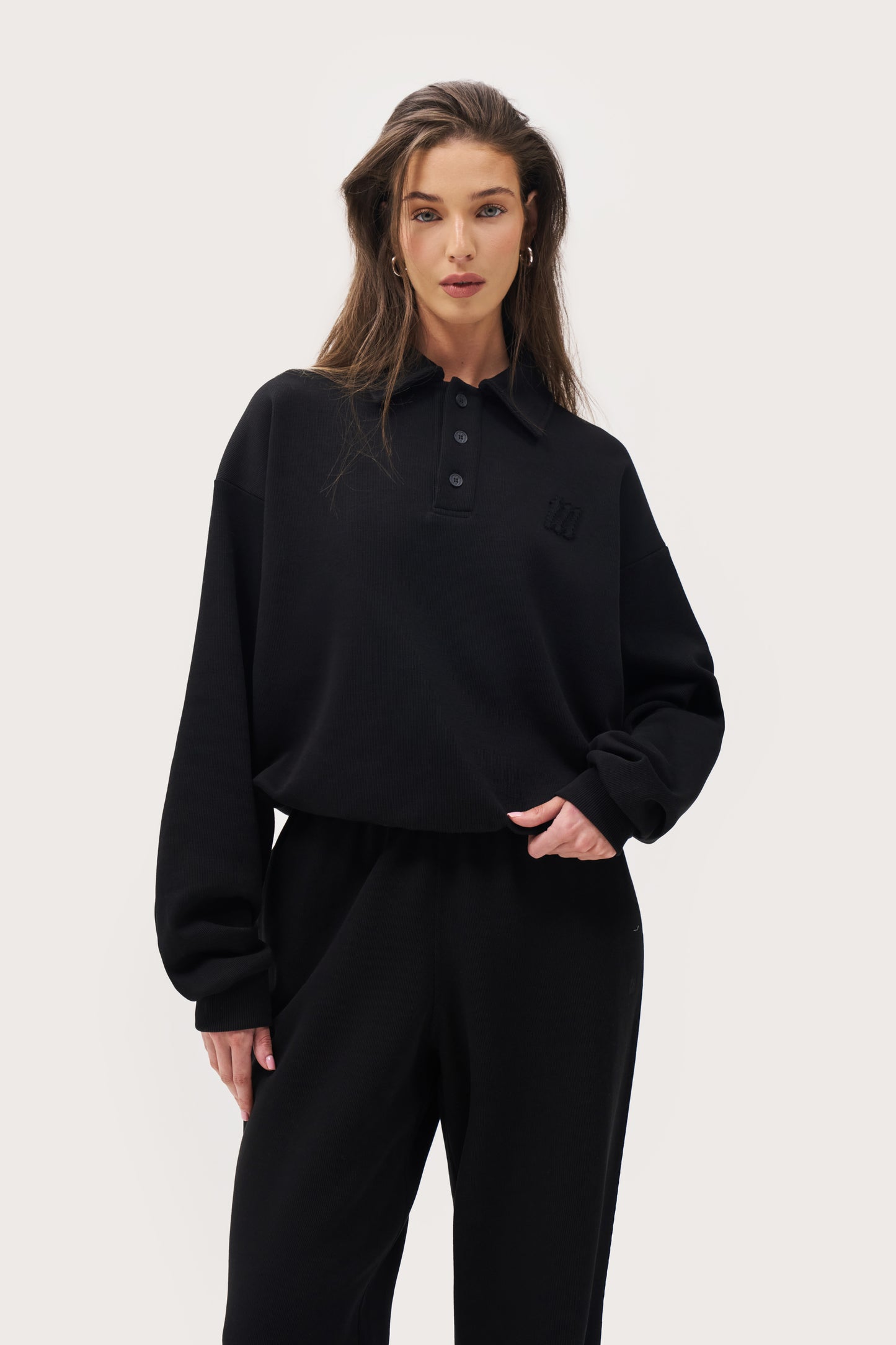Daily Errands Collared Sweatshirt - Vintage Black