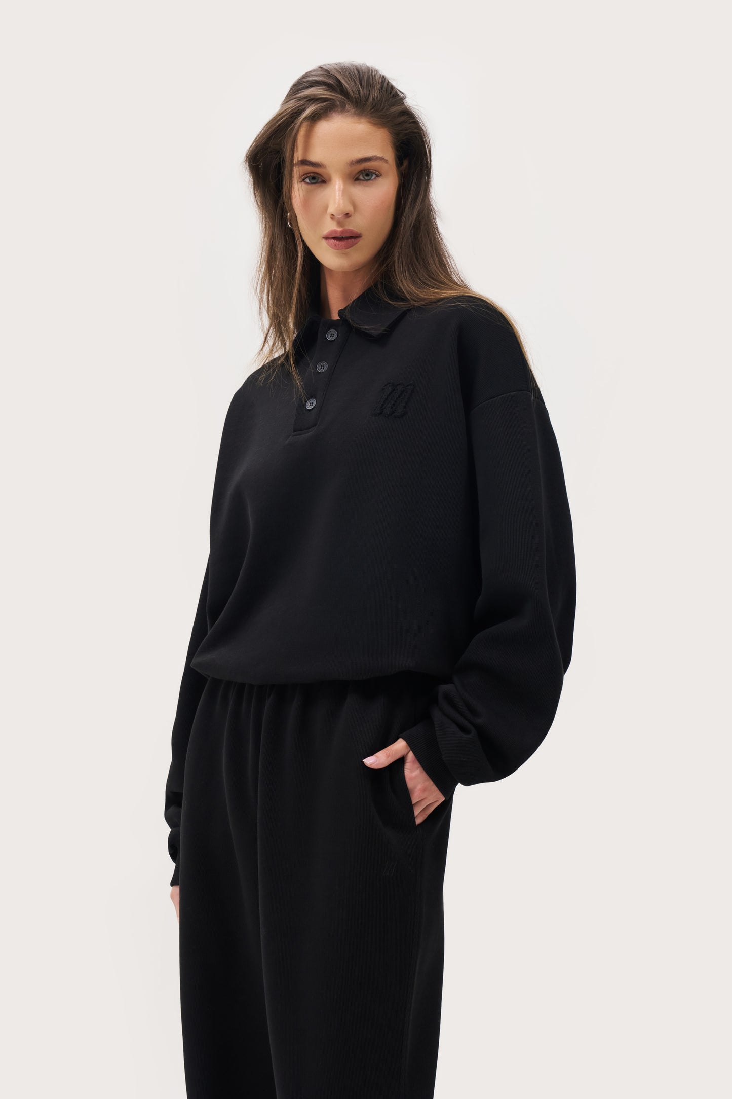 Daily Errands Collared Sweatshirt - Vintage Black