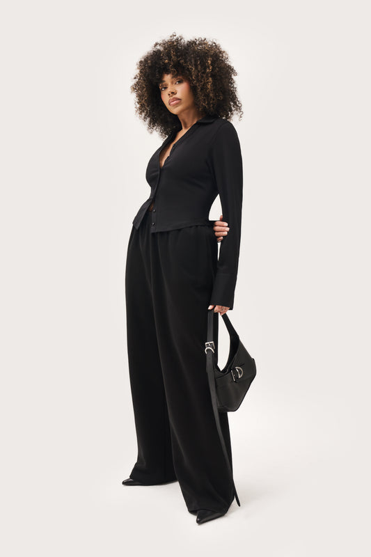 Daily Errands Wide Leg Joggers - Vintage Black
