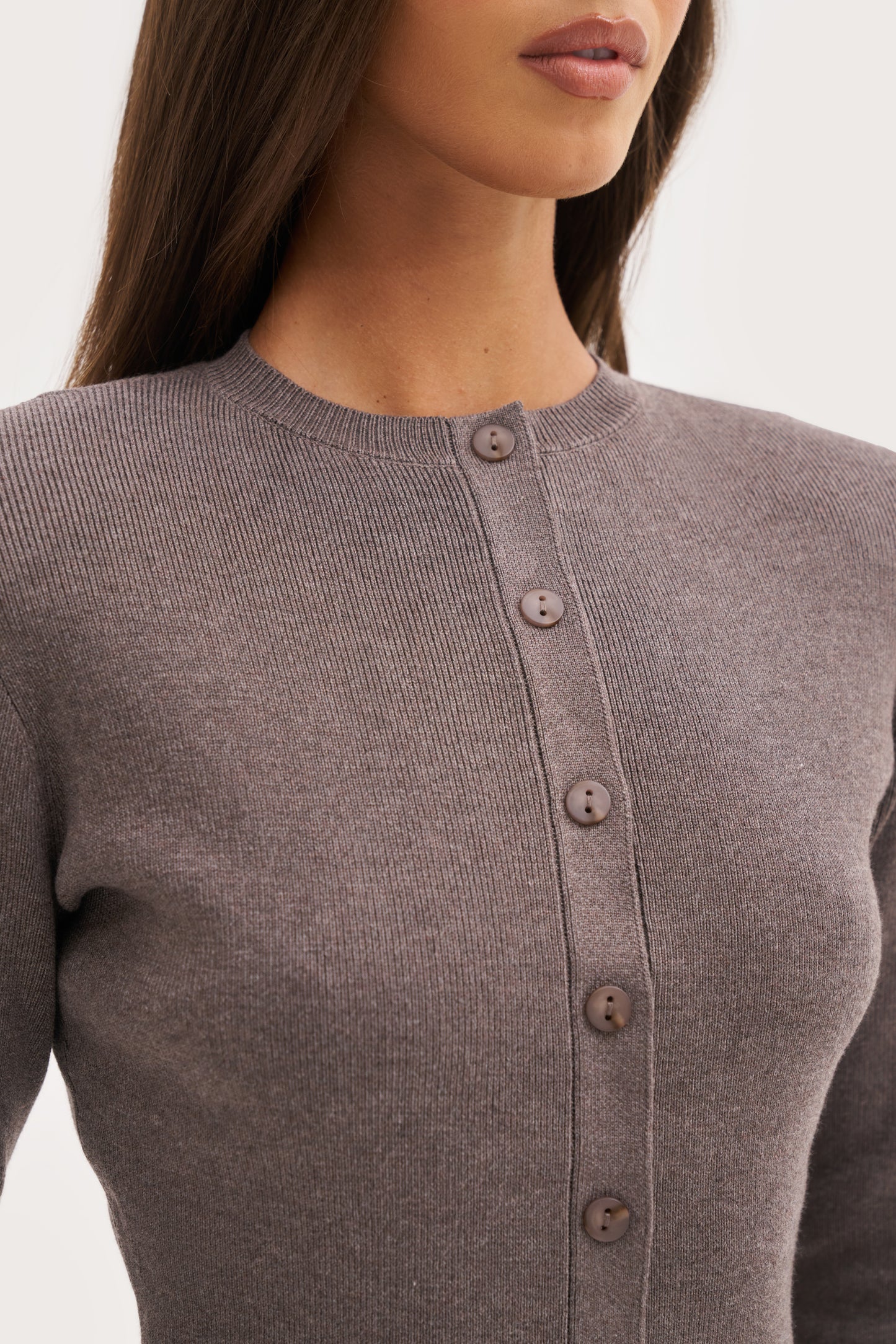 Retreat Ribbed Knit Top - Brown Marl