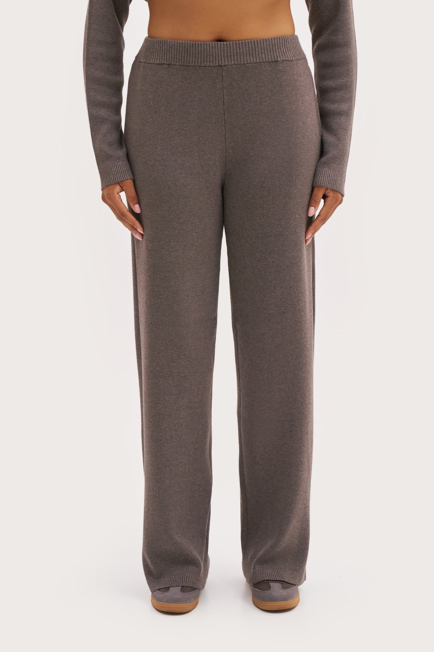 Retreat Ribbed Knit Pants - Brown Marl