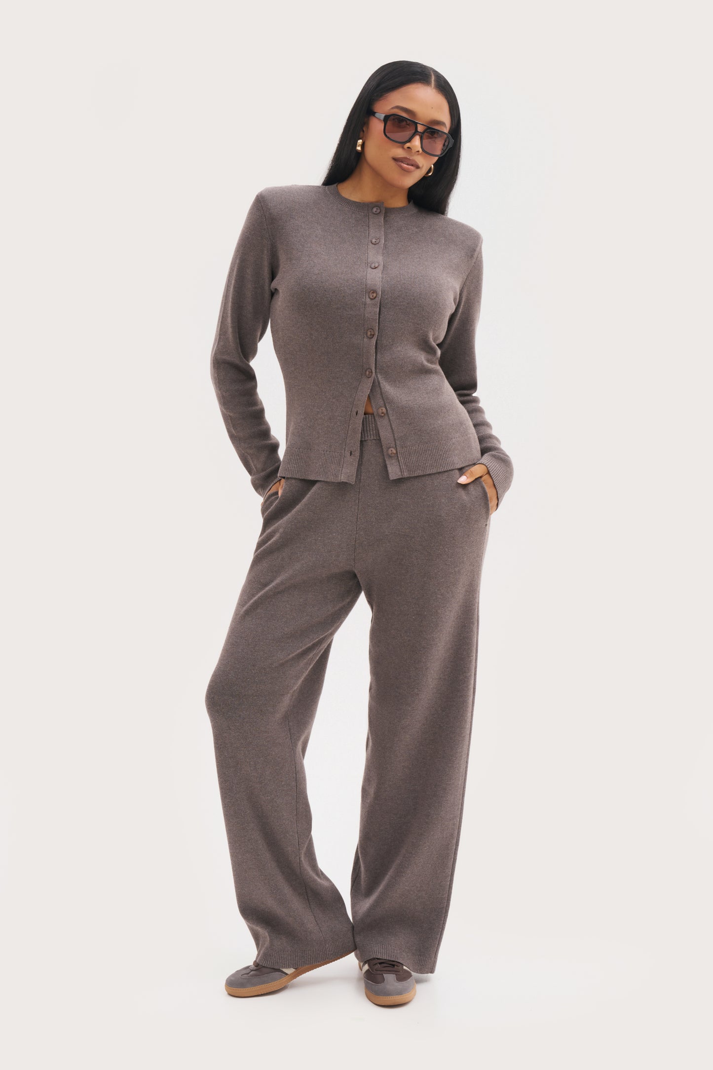 Retreat Ribbed Knit Pants - Brown Marl