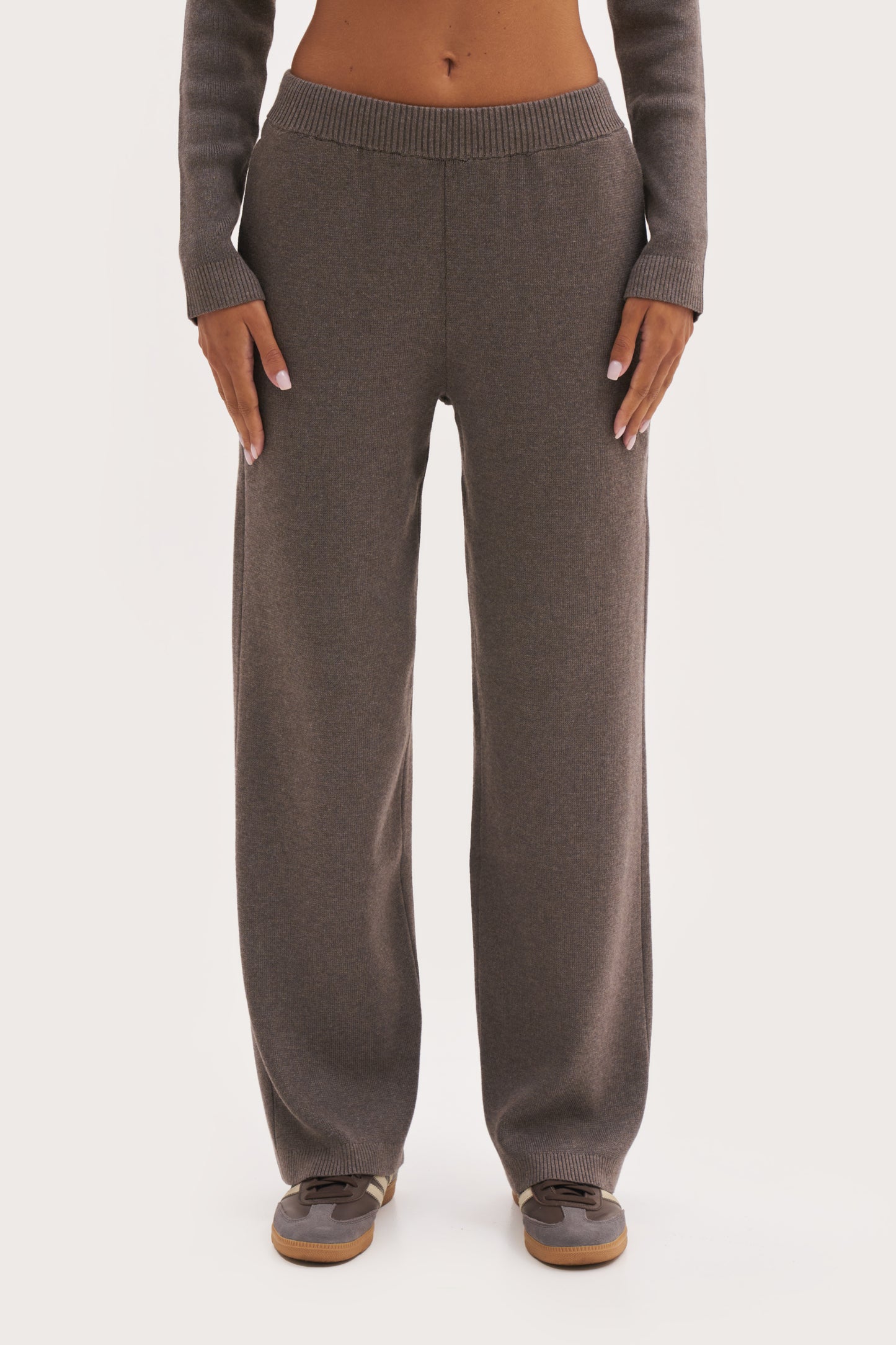 Retreat Ribbed Knit Pants - Brown Marl