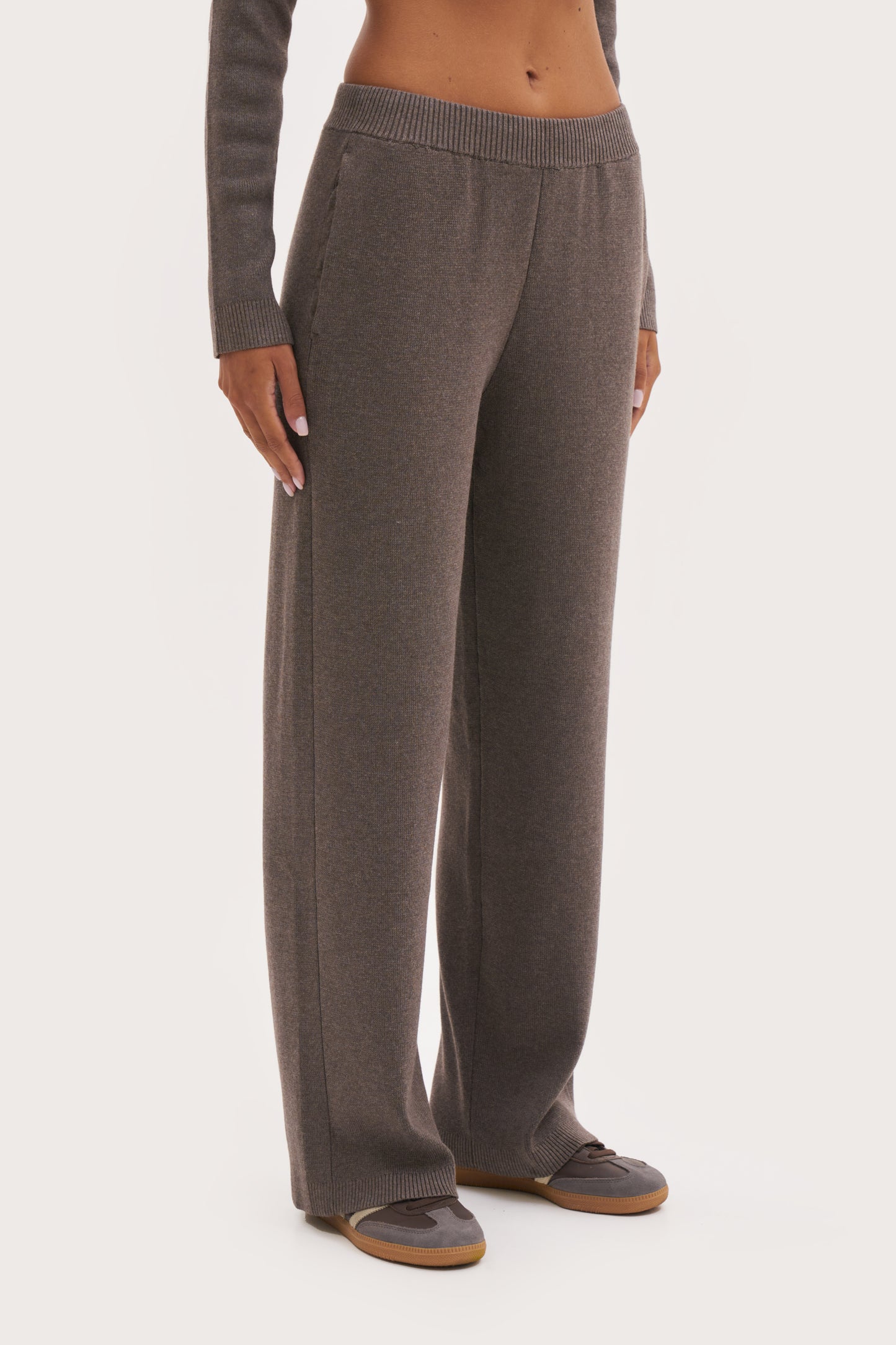 Retreat Ribbed Knit Pants - Brown Marl