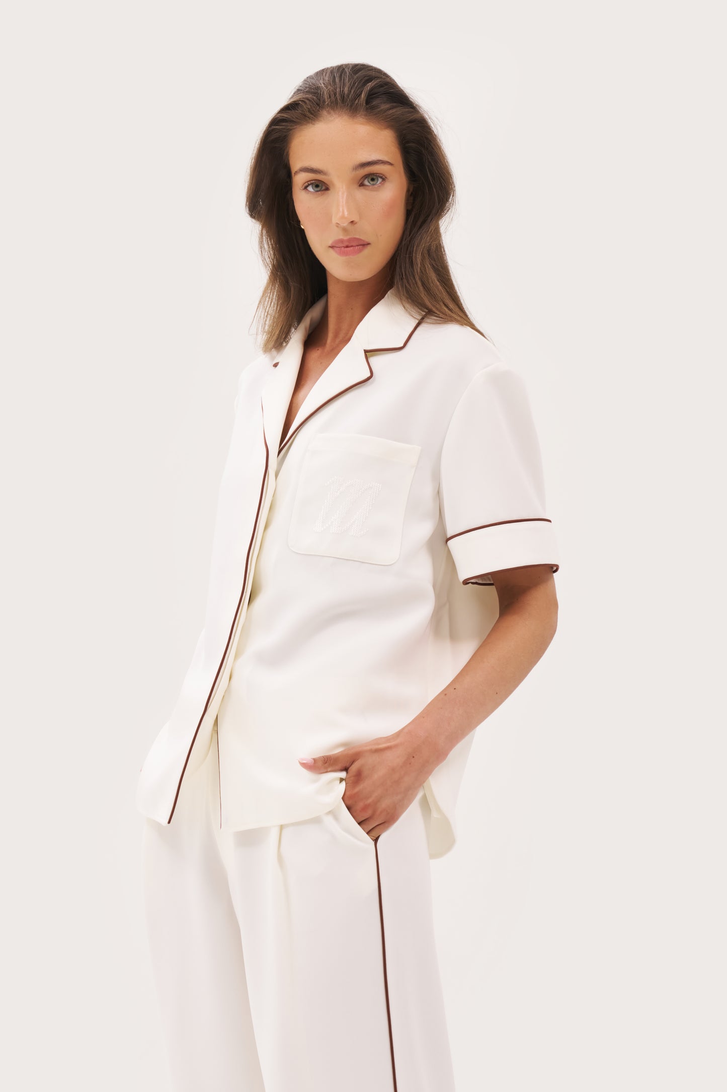 Resort Piped Revere Shirt - Off White