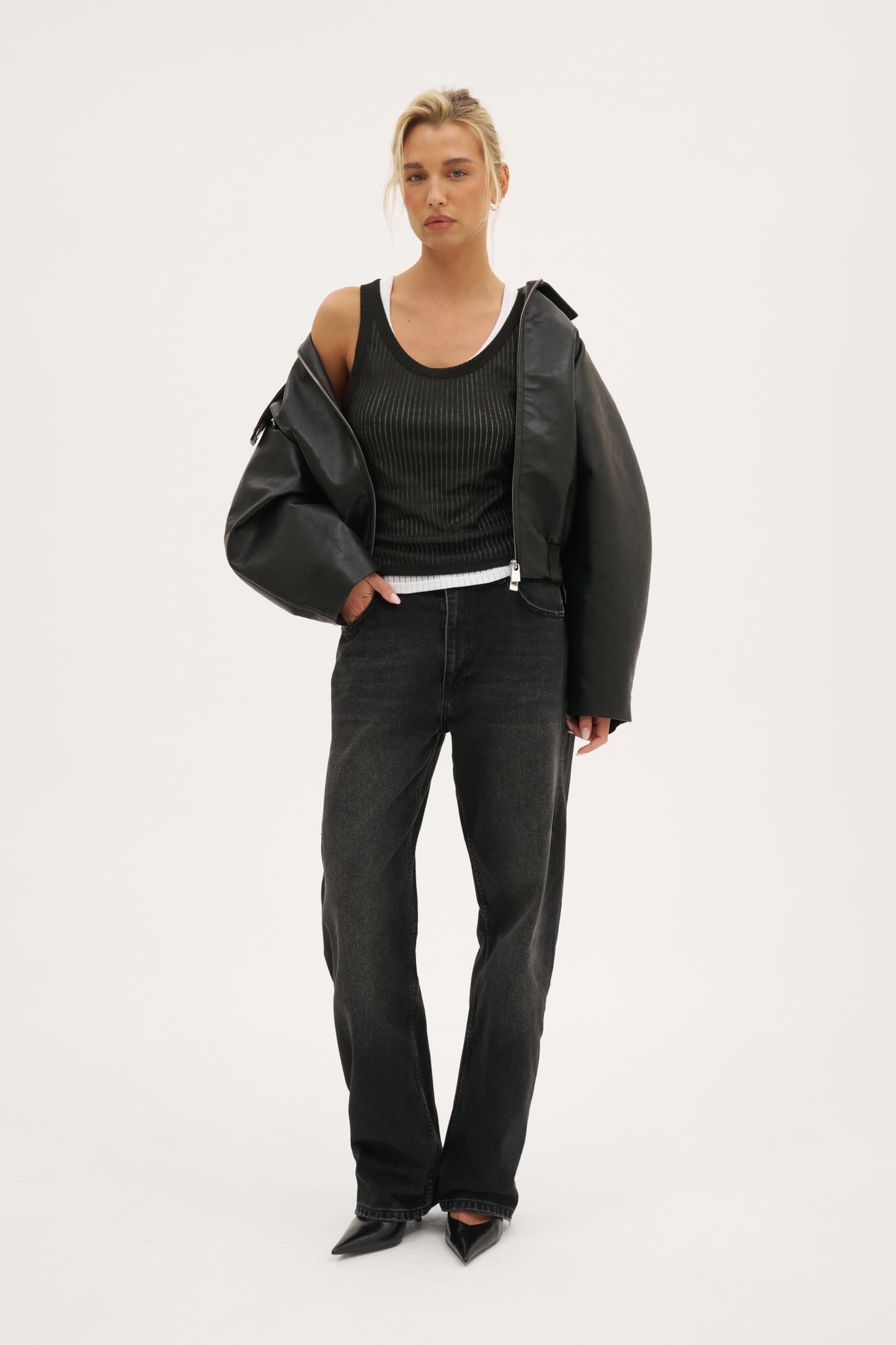 Semi Sheer Y Back Vest - White