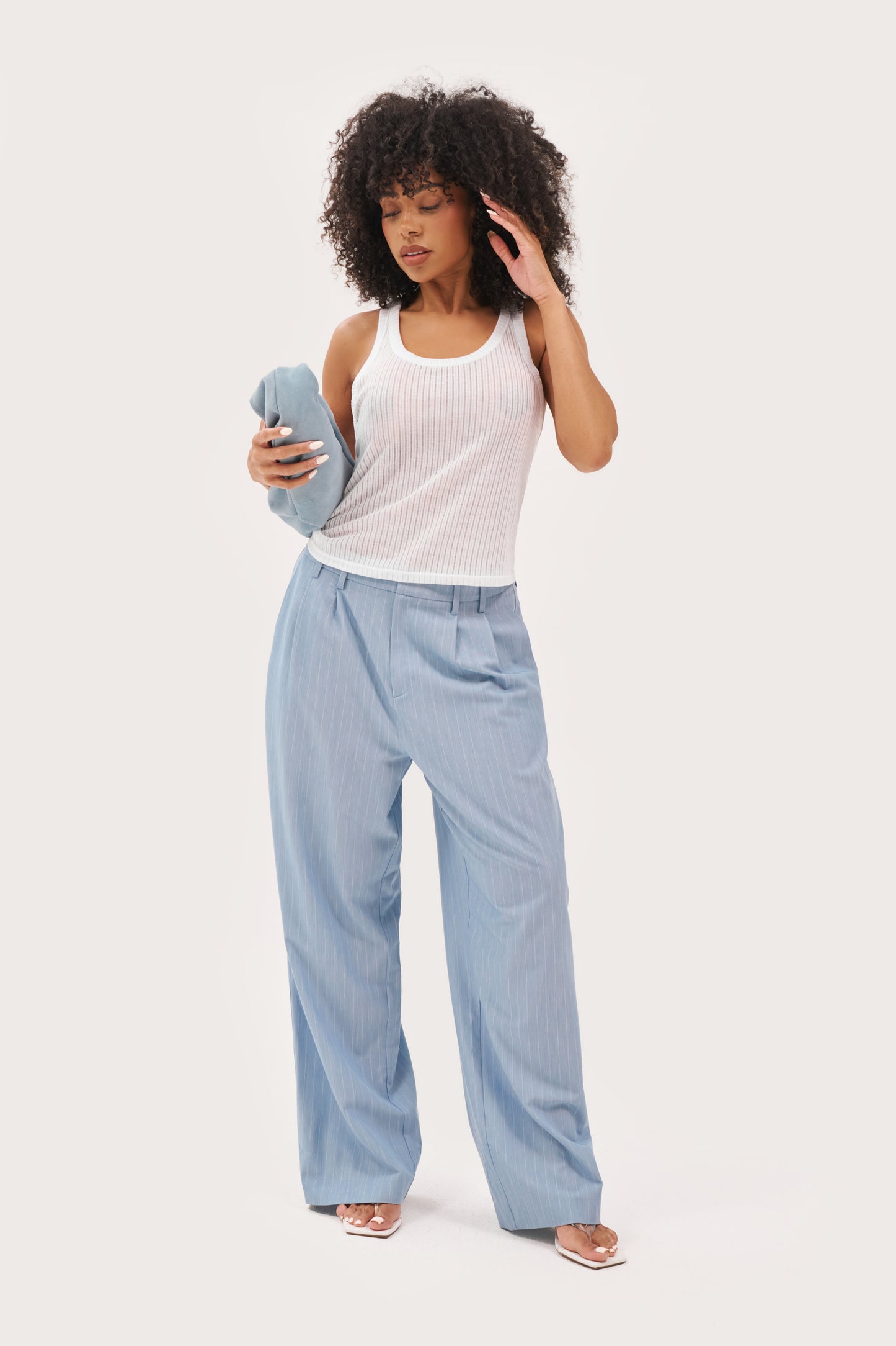 Semi Sheer Y Back Vest - White