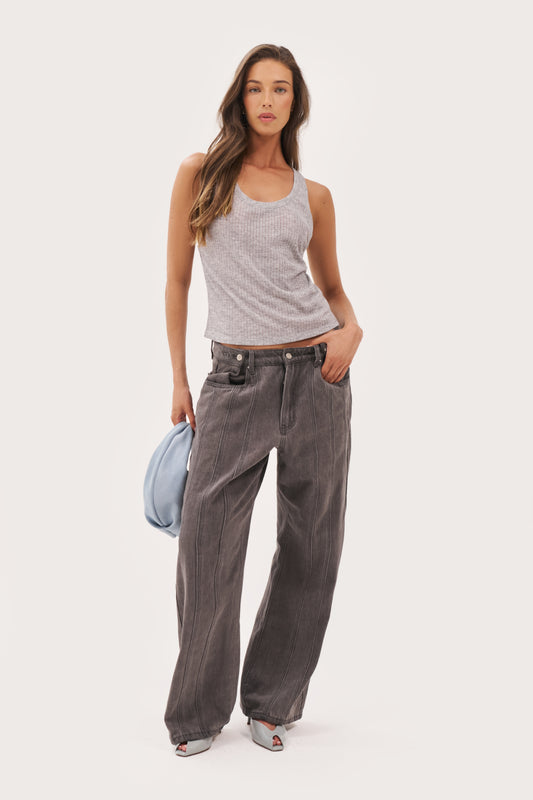 Semi Sheer Y Back Vest - Grey Marl