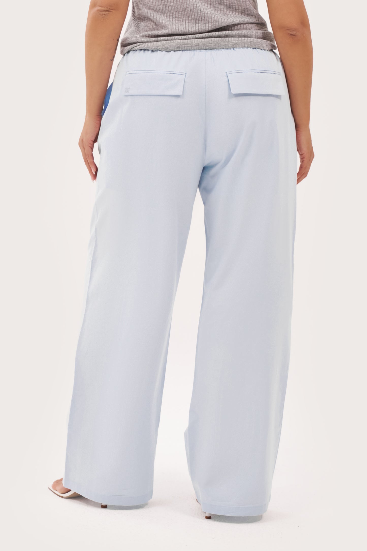 Tie-Up Poplin Pants - Pale Blue