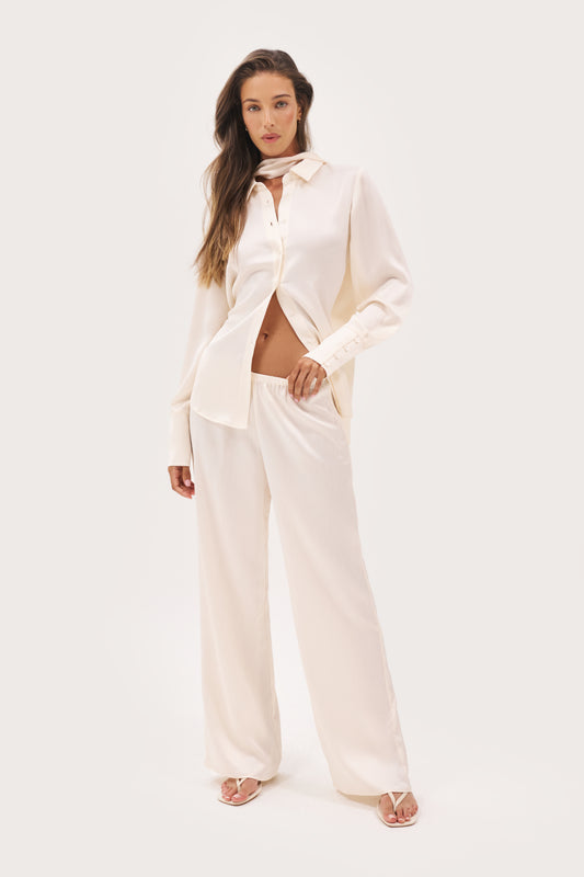 Vacation Mini Pleat Pants - Cream