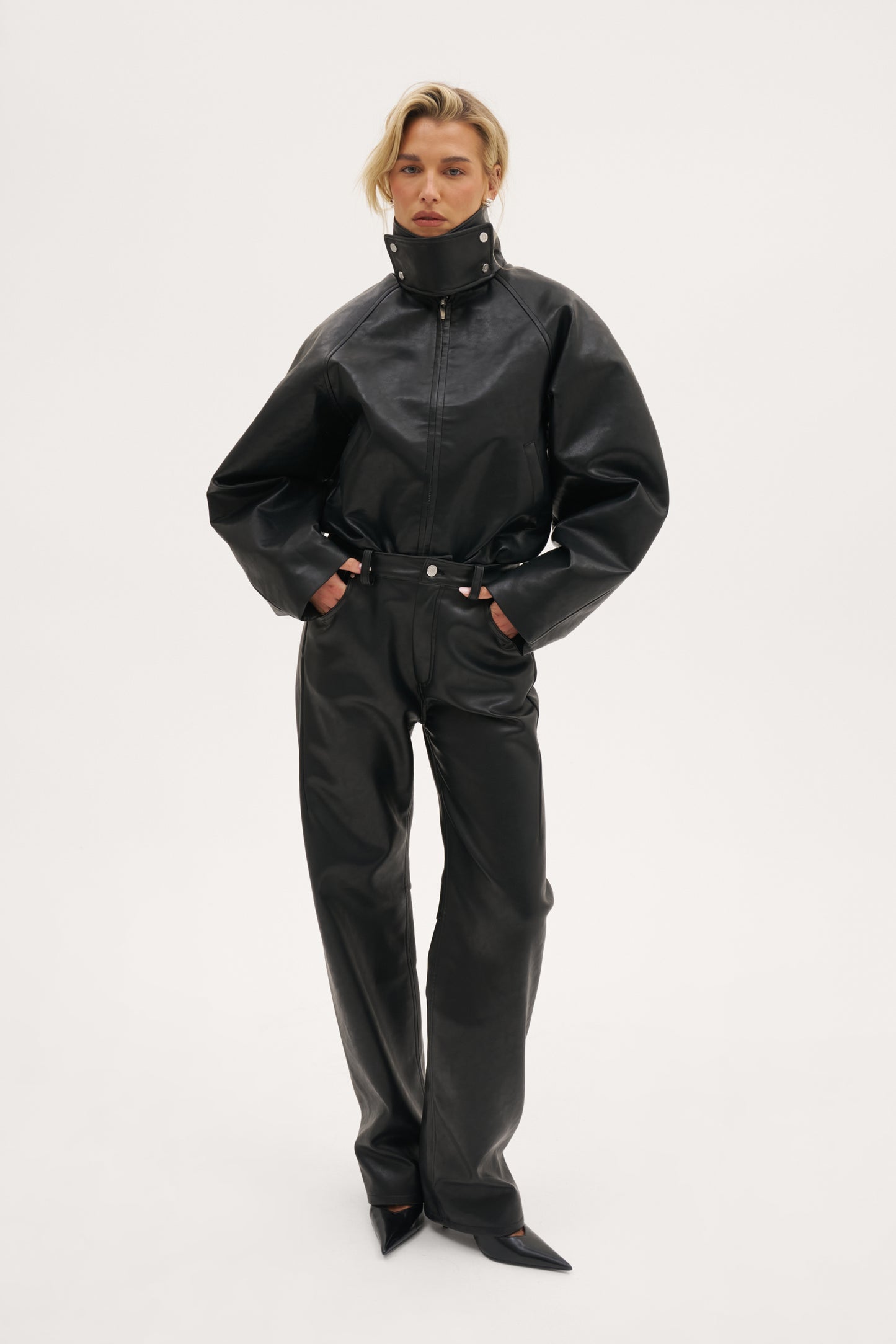 Cocoon Funnel Neck Jacket - Black