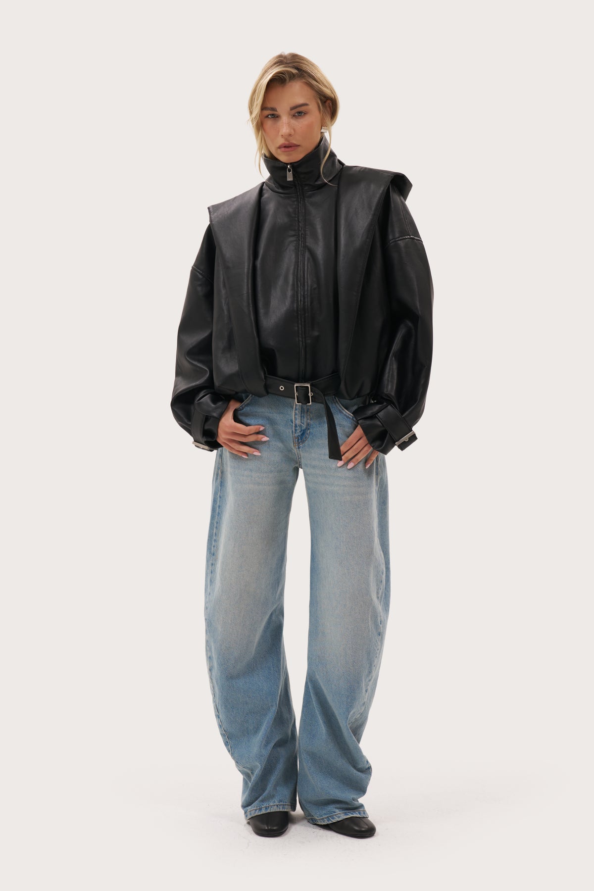 Vienna Faux Leather Jacket - Black