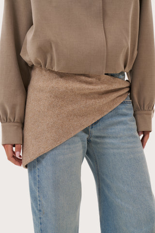 Knitted 2-in-1 Tie Scarf - Beige