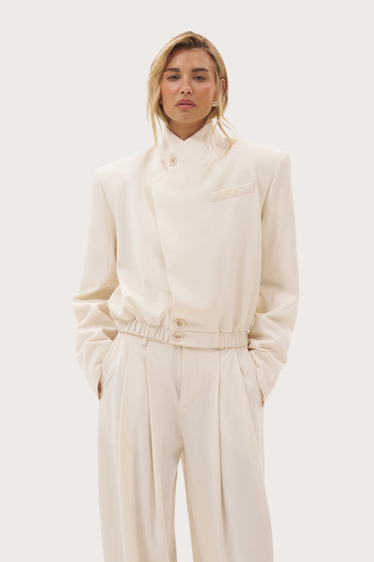 Blazer Bomber Jacket - Cream