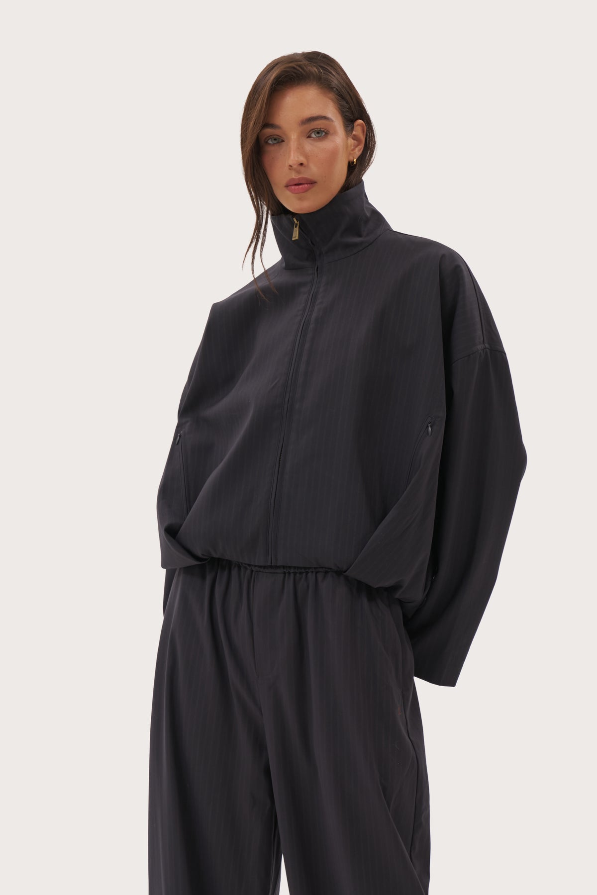 Tailored Track Jacket - Navy Pinstripe