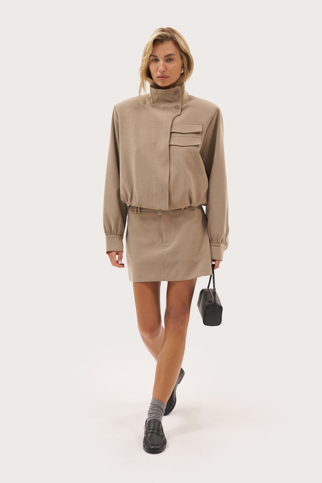 Accord Tailored Mini Skirt - Stone