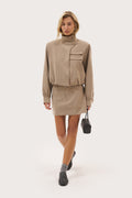 Accord Tailored Mini Skirt - Stone
