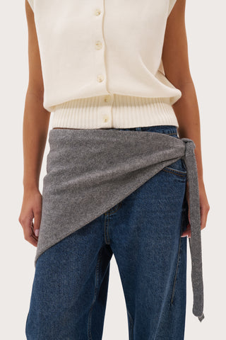Knitted 2-in-1 Tie Scarf - Dark Grey