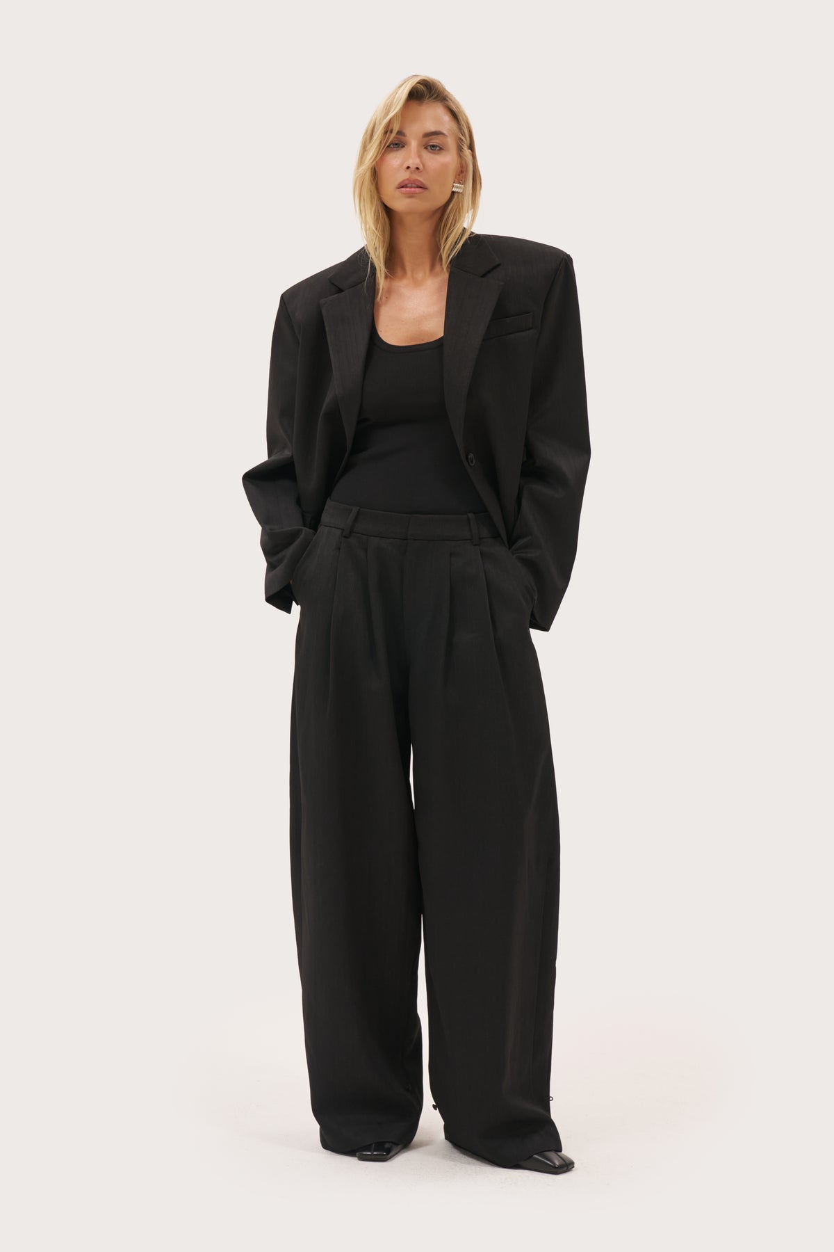 Relaxed Balloon Tailored Trousers - Black