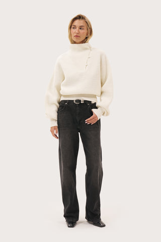 Slouch Button Collar Jumper - Off White