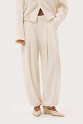 Cuffed Tailored Trousers - Cream