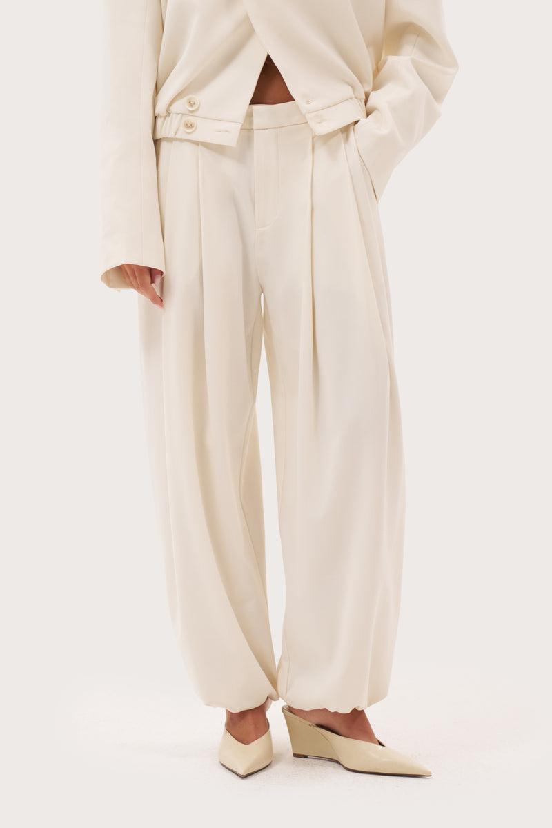 Cuffed Tailored Trousers - Cream