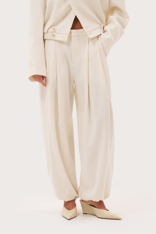 Cuffed Tailored Trousers - Cream
