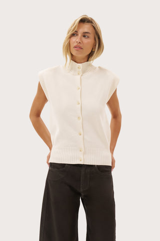 Button Through Knit Top - Cream